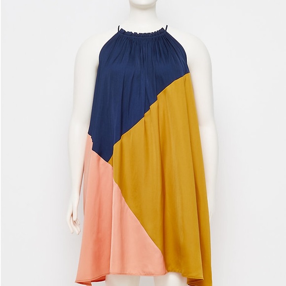 LOFT Colorblock Halter Swing Dress Women's Size 22 Plus - Picture 5 of 10